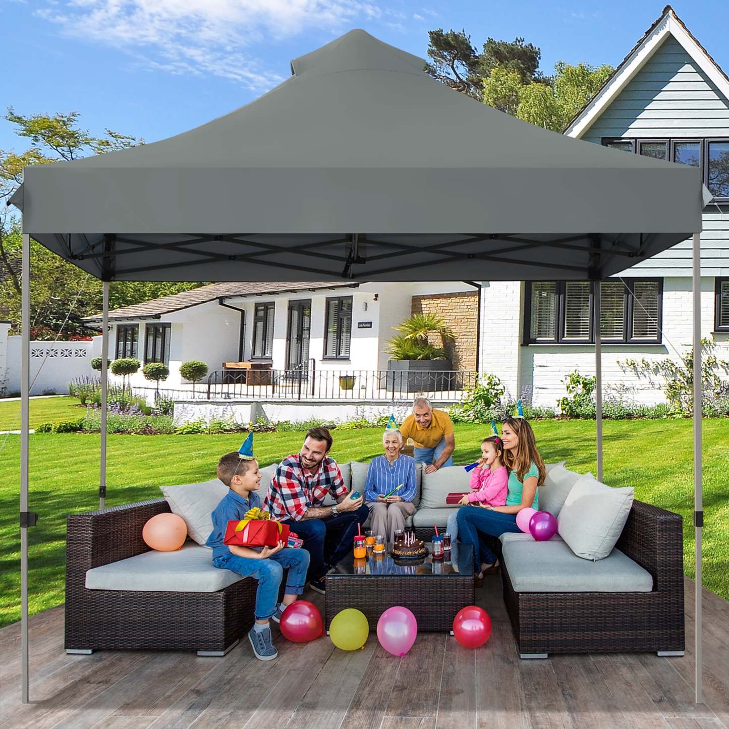 Costway Toldo de 3 mx 3 m, toldo emergente,  toldo con bolso con ruedas, toldo plegable portátil, tienda de campaña con dosel impermeable 3 mx 3 m, gazebo para exteriores, toldo con ajustable altura