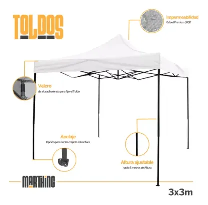 Carpa Toldo Plegable 3x3 M Jardín Reforzado Impermeable Lona