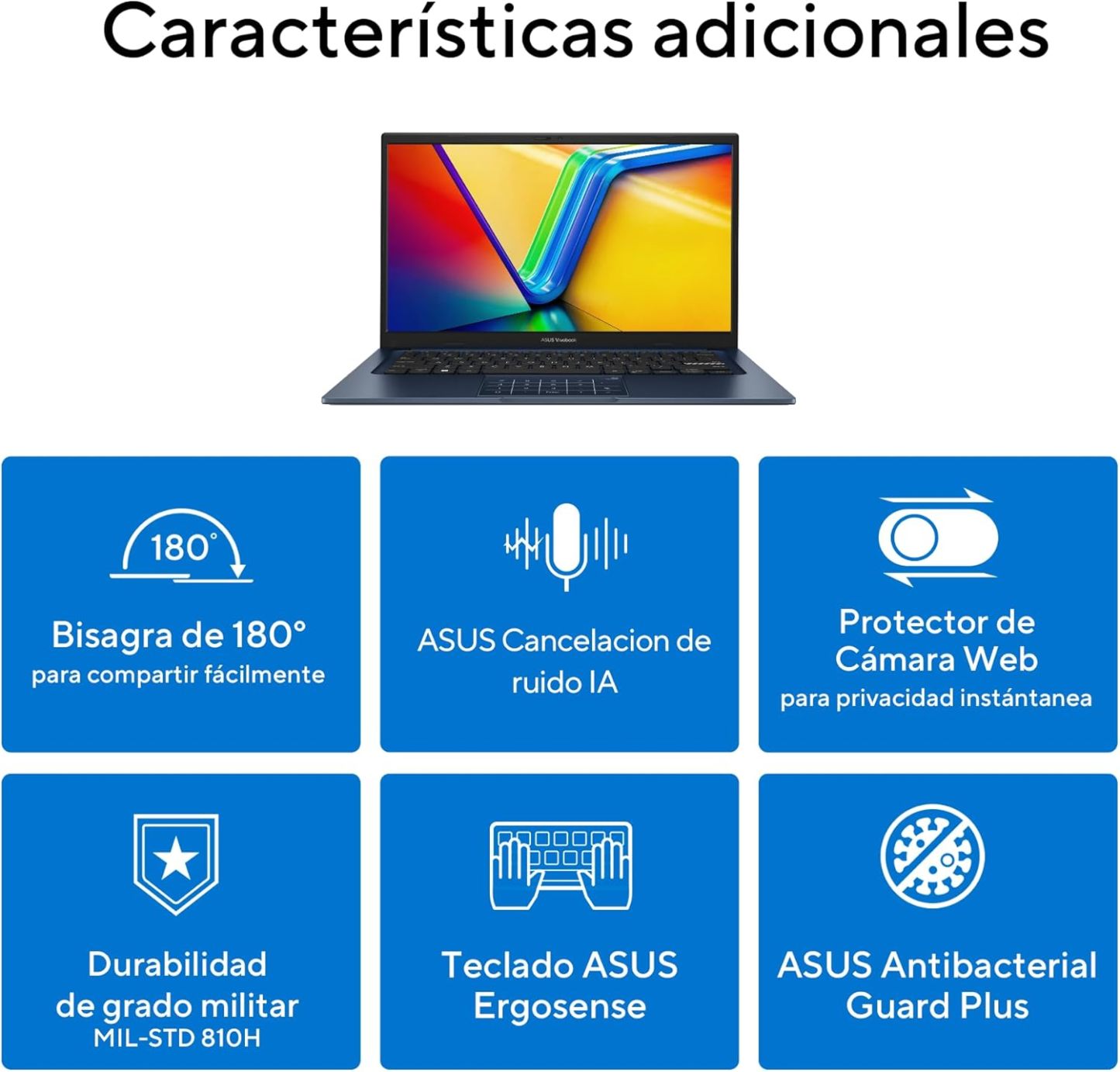ASUS Vivobook 14, Intel Core 5/8GBRAM/512 GB SSD/Teclado con Ñ/Garantia y Servicio con la Marca en Mexcio