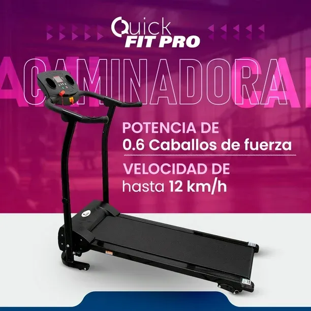 Caminadora Eléctrica Plegable Quick Fit Pro con 12 Programas - 3 Posiciones de Inclinación Ajustables y Pantala LCD para un Entrenamiento Personalizado