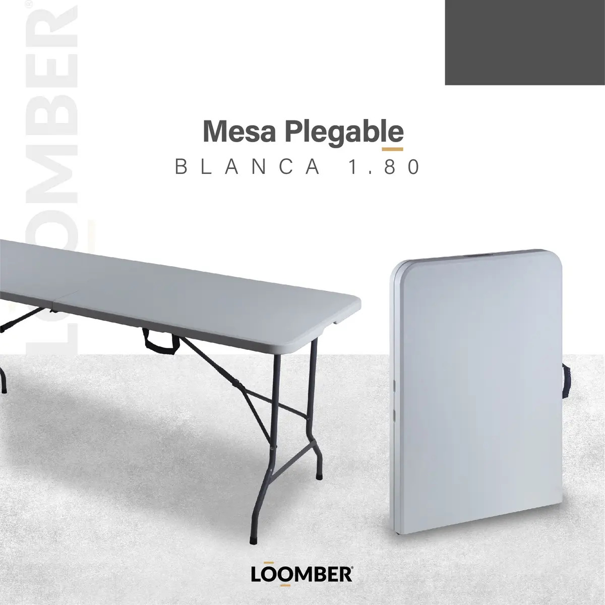 2 Mesas Plegables Blancas 180 cm Portátiles