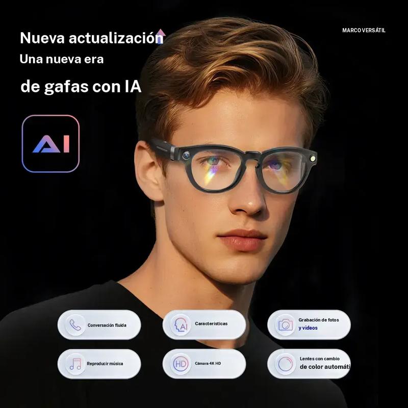 AI Smart Glasses Q8 with Live Translation & AI Assistant | Capture 4K-Quality Video & Photos, Hands-Free Calls, Stereo Music, Auto-Tinting Lenses, Bluetooth 5.3 for Sports & Travel