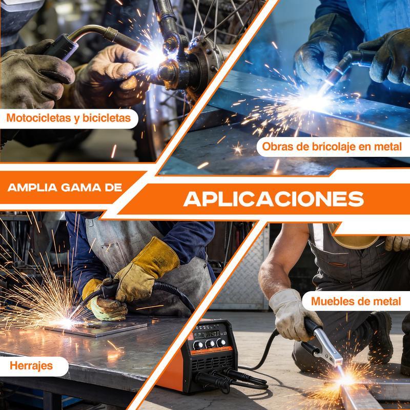 BIUBLE 7 en 1 Soldadora Inverter 400A Máquina Soldar Mig+MMA+TIG 110V, con LCD Pantalla Digital, Soldadora Inversor sin Gas, Soldadora Mig Industrial De Aluminio