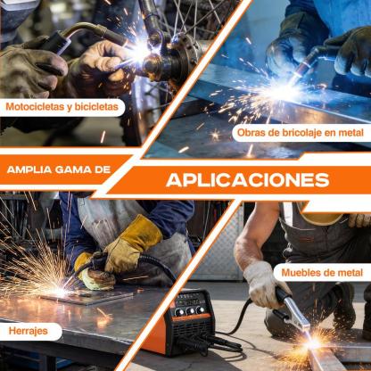 BIUBLE 7 en 1 Soldadora Inverter 400A Máquina Soldar Mig+MMA+TIG 110V, con LCD Pantalla Digital, Soldadora Inversor sin Gas, Soldadora Mig Industrial De Aluminio