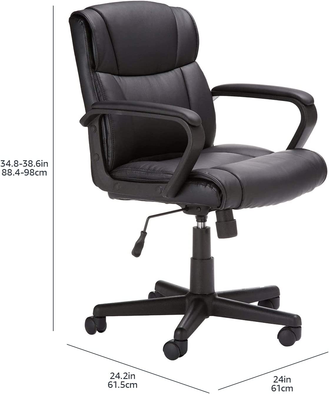 Silla ergonómica de escritorio de oficina con reposabrazos, altura e inclinación ajustable, giro de 360 grados, capacidad de 124 kg