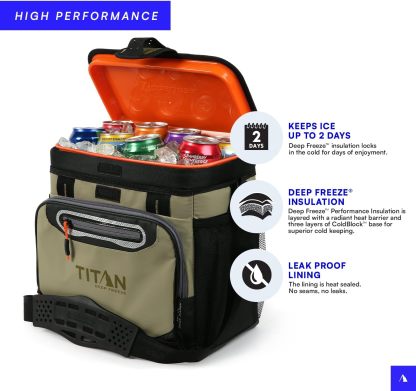 Congelador Arctic Zone Titan, 48 latas, congelador rígido sin cremallera, congelador verde musgo con aislamiento de congelación profunda, revestimiento rígido y SmartShelf-----Abridor de botellas