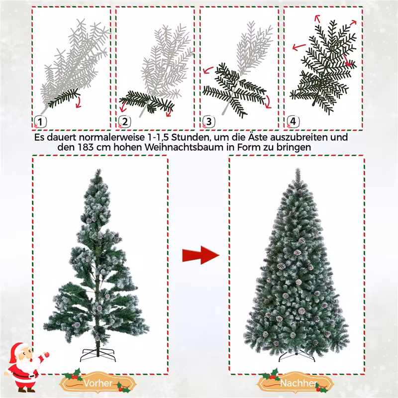   de navidad artificial   con pino   de nieve y   plegable con soporte metálico Detalles del producto 4