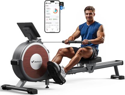 🏋️ MERACH Máquina de Remo, Remadora con Resistencia Magnética, App Propia, Equipo de Ejercicio para Entrenamiento de Cuerpo Completo en Casa