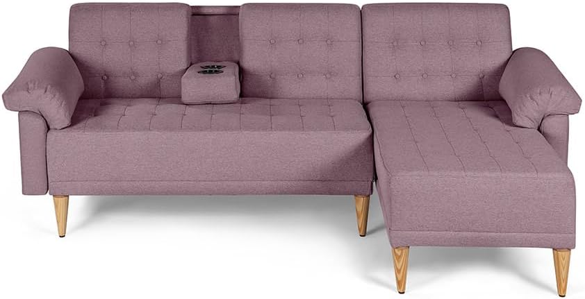 MAKORA Sala Modular Sofa Cama Brunello De 3 Plazas con Portavasos Memory Foam Respaldo Reclinable 3 Posiciones Recto Relax o Cama Perfecto para Departamento o Casa (Gris Claro)
