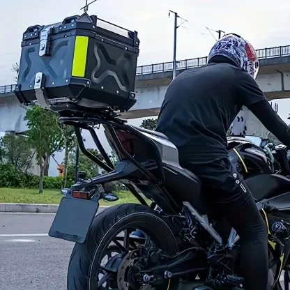 45L Motorcycle Top Box Tail Box, Aluminum Motorcycle Luggage Box, With Safety Lock, Suitable For Storing Helmets And Large Luggage