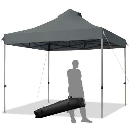 Costway Toldo de 3 mx 3 m, toldo emergente,  toldo con bolso con ruedas, toldo plegable portátil, tienda de campaña con dosel impermeable 3 mx 3 m, gazebo para exteriores, toldo con ajustable altura