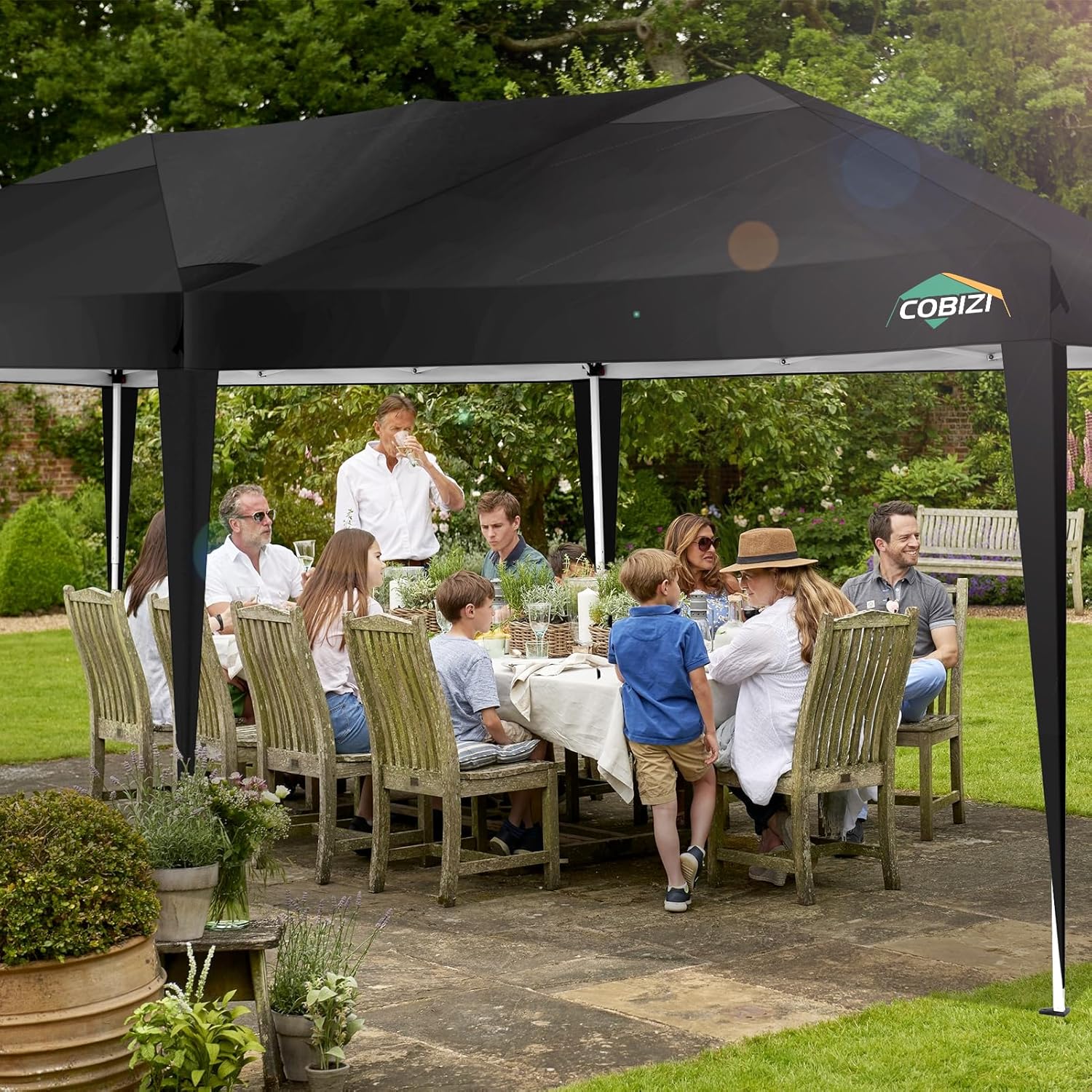 COBIZI - Toldo desplegable de 10 x 20 Pulgadas con 6 Paredes Laterales, toldo Impermeable para Eventos al Aire última intervensión, UPF 50+ cenador portátil para Fiestas, Playa, Camping, Boda,