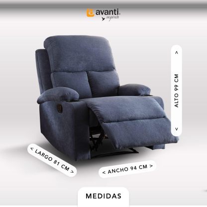 Sillon Reclinable para Adultos Individual - Brady - con Sistema Manual - Reposet de Tela - Varios Colores (Gris).
