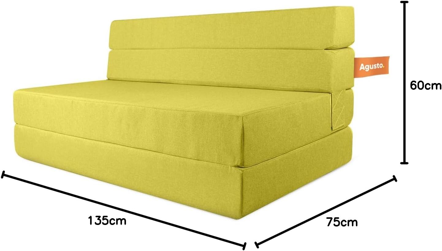 AGUSTO Sofá Cama Matrimonial Multifunción Colchon Plegable Futon Chaise Sillon Puff (Gris Oxford)