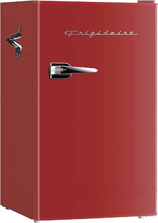 ❄️ Refrigerador compacto retro Frigidaire con enfriador, refrigerador de mostrador de 3.2 pies cúbicos con abridor de botellas incorporado, ideal para oficina, dormitorio, residencia estudiantil o cabaña