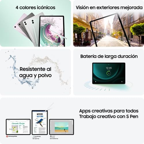 SAMSUNG Galaxy Tab S9 FE Lavanda 8GB RAM 256GB, Spen, Smart Book Cover, Nacional con Garantía