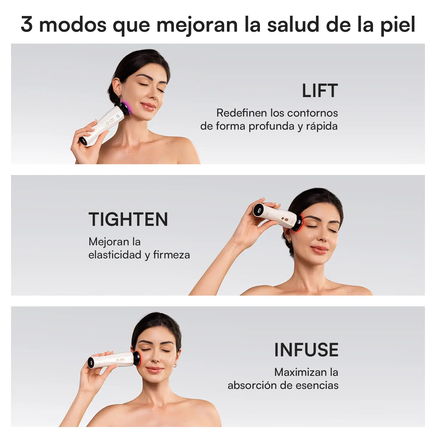 Masajeador Facial 3 en 1 para Rostro y Cuello | Dispositivo de Belleza Antiedad para Reafirmar, Levantar e Hidratar la Piel