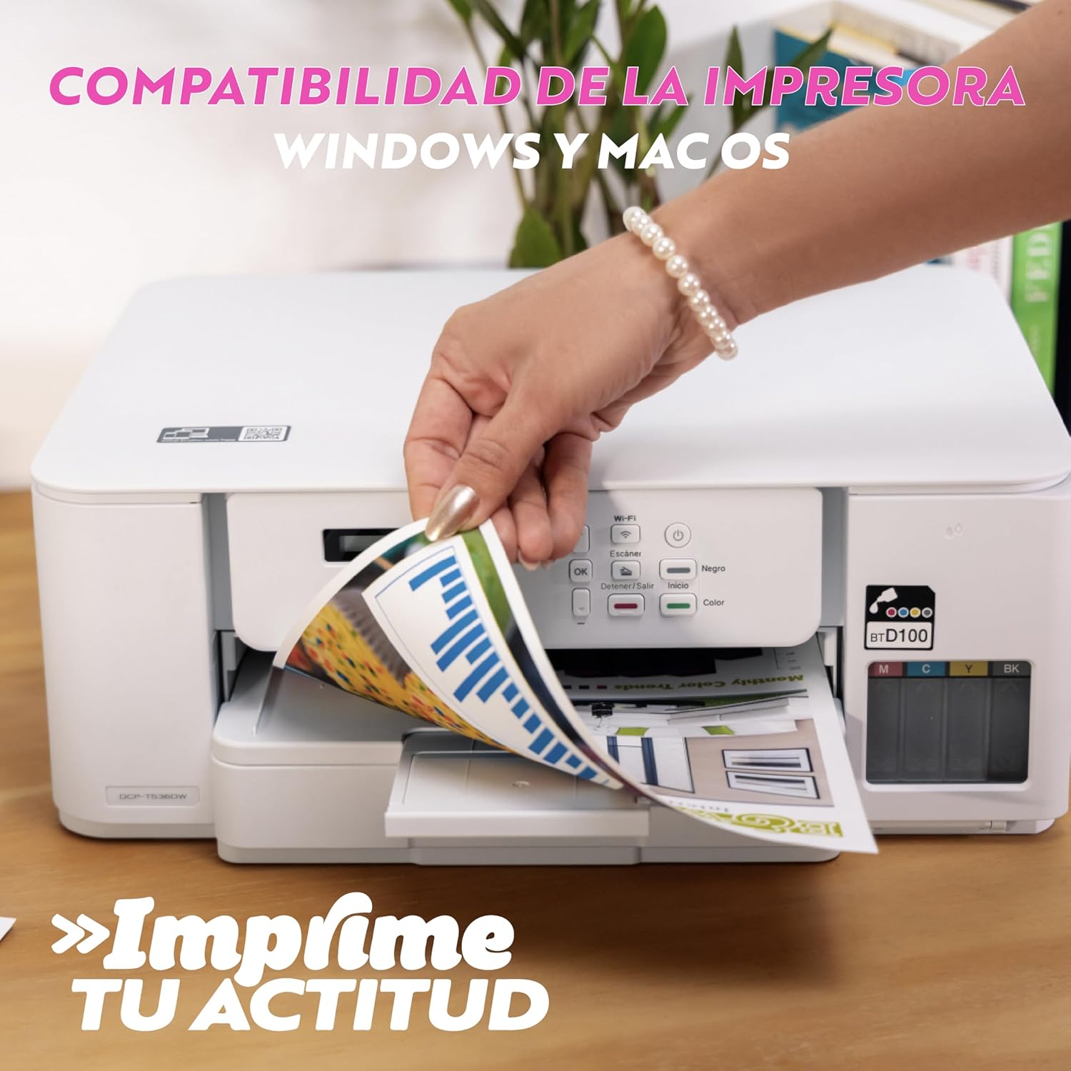 Brother Impresora Multifuncional 3 en 1 Inyección de Tinta Continua a Color DCP-T536DW | Tecnología InkBenefit Tank | Impresión Dúplex, Conectividad Wi-Fi | Impresión en Negro y Color