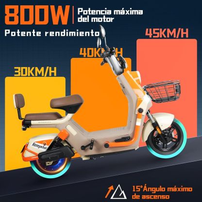 HONEYWHALE KC PRO Bicicleta Electrica para Adultos, Moto Electrica con Alarma, Potencia Motor Hasta 800W, Velocidad Máxima 45KM/H, Autonomía 60KM, Compatible con Desbloqueo NFC