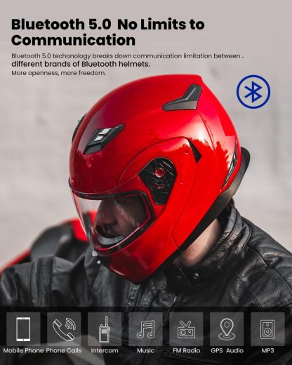 ILM - Casco de Motocicleta Modular Integrado con Bluetooth, con protección Solar para Mp3, Modelo 953/953 Pro