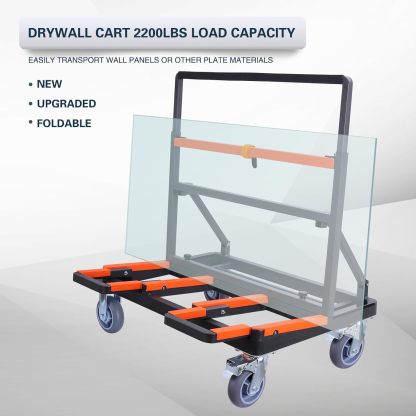 Carrito plegable para paneles de yeso, resistente, carga de plataforma de yeso de 2000 libras, carrito de panel con cubierta grande extendida, panel de madera contrachapada de madera contrachapada y