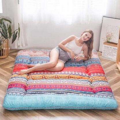 MAXYOYO - Puf plegable para sofá, cama, colchón de piso para adultos, extra grueso, 6 pliegues, sofá para recámara, sala de estar, beige, 135 x 240 cm