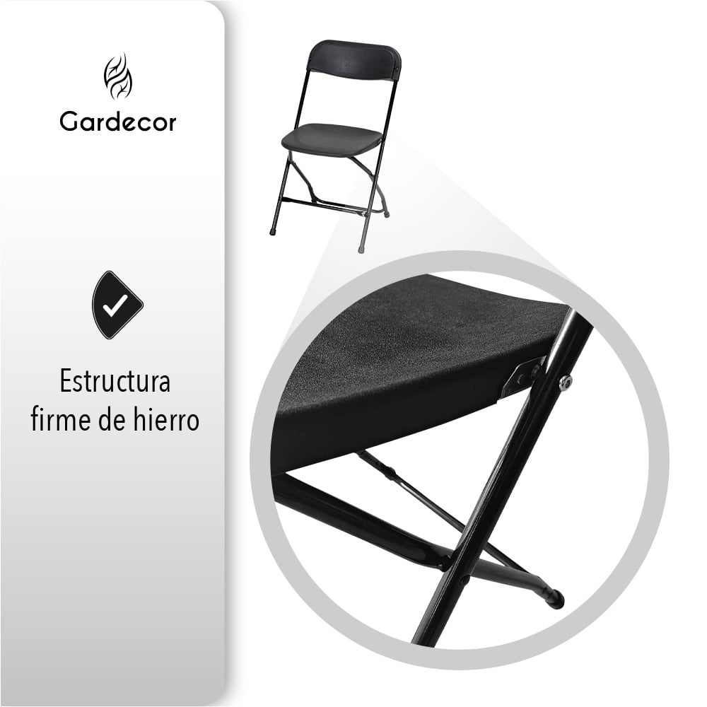 SET DE 10 SILLAS PLEGABLES PARA EVENTOS COLOR NEGRO GARDECOR