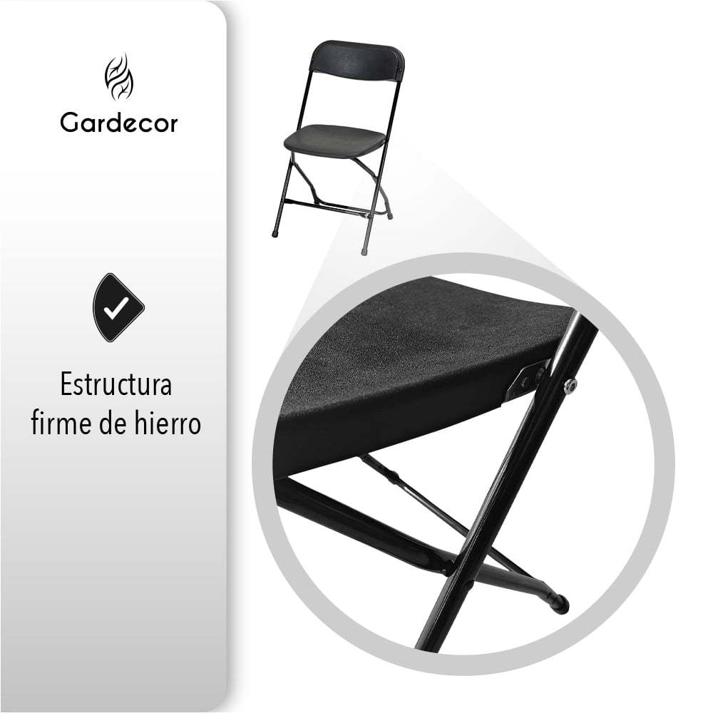 SET DE 10 SILLAS PLEGABLES PARA EVENTOS COLOR NEGRO GARDECOR