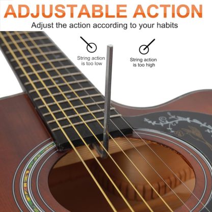 Kit de guitarra eléctrica acústica de 39 pulgadas con ecualizador de 4 bandas con estuche, juego de cuerdas, capo, paño de limpieza, afinador, púas, correa para el hombro y cable (Black)