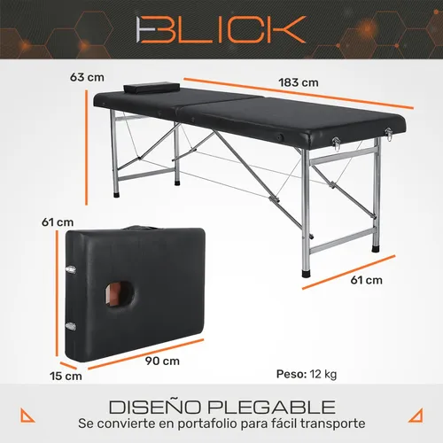 Cama De Masaje Plegable Portátil Profesional 120kg Blick