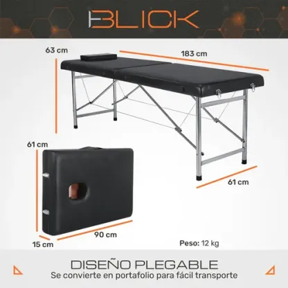 Cama De Masaje Plegable Portátil Profesional 120kg Blick