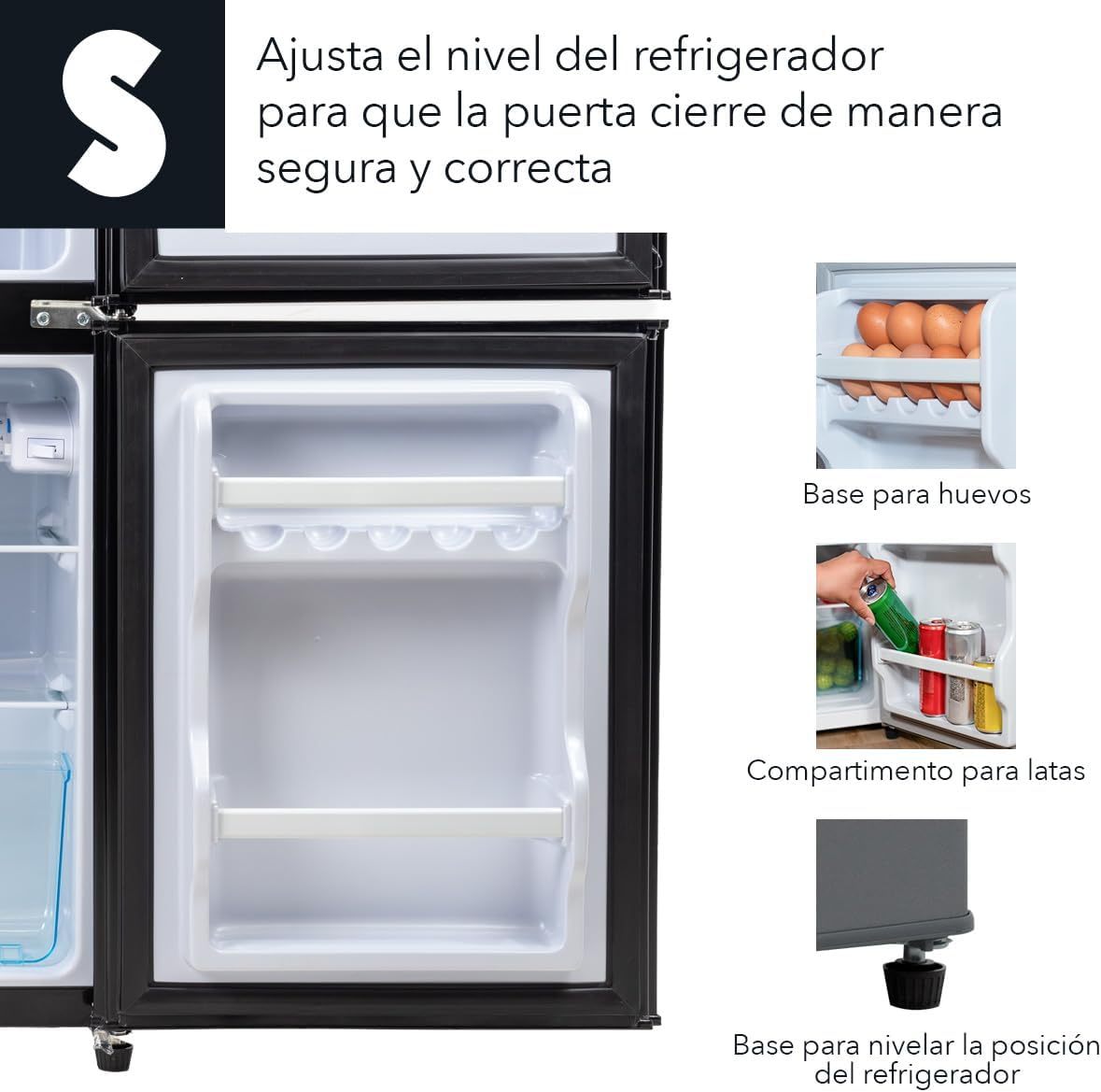 SIGNA Mini Refrigerador 86L (3 pies cubicos) Frigobar Compacto Silver Refrigerador Pequeño Con congelador de Acero Inoxidable Ideal Para Espacios Pequeños Frigobar Mini Multifuncional