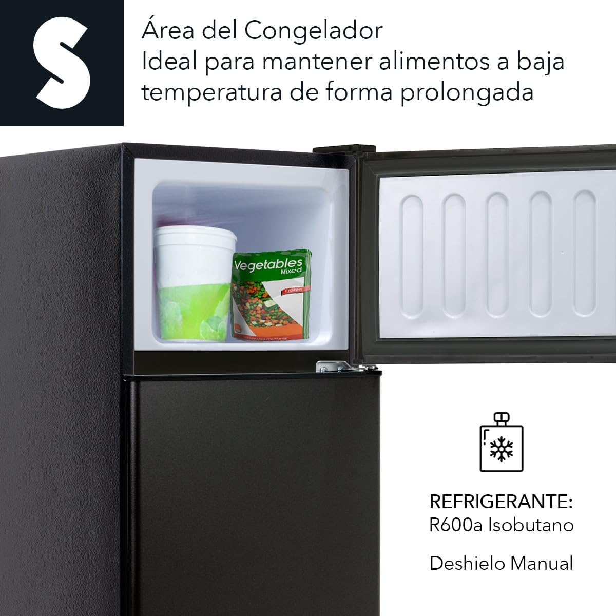 SIGNA Mini Refrigerador 86L (3 pies cubicos) Frigobar Compacto Silver Refrigerador Pequeño Con congelador de Acero Inoxidable Ideal Para Espacios Pequeños Frigobar Mini Multifuncional
