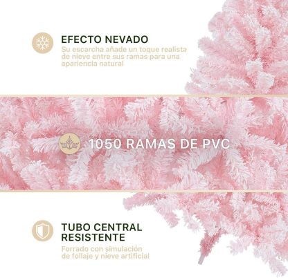 ESQUIMAL Árbol de Navidad Frondoso con Ramas Escarchadas, Pino Navideño (Rosa Nevado, 2.2 m)
