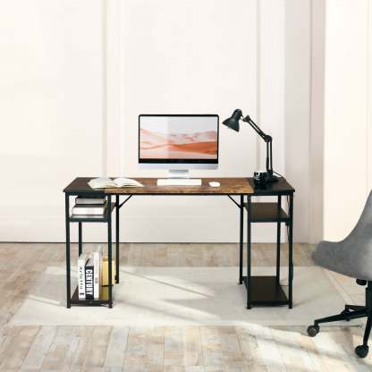 Escritorio Grande 140cm Color Madera con Negro,con Bolsa de Almacenamiento
