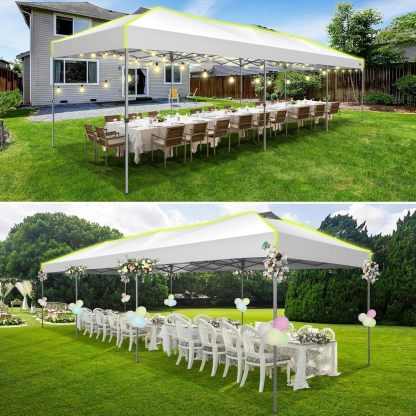 COBIZI - Tienda de campaña desplegable de 10 x 20 Pulgadas, Tienda de campaña instantánea Comercial para Bodas, Fiestas con 3 Altura Ajustable, toldo Ez Up para Exteriores, Impermeable, UPF50+ con