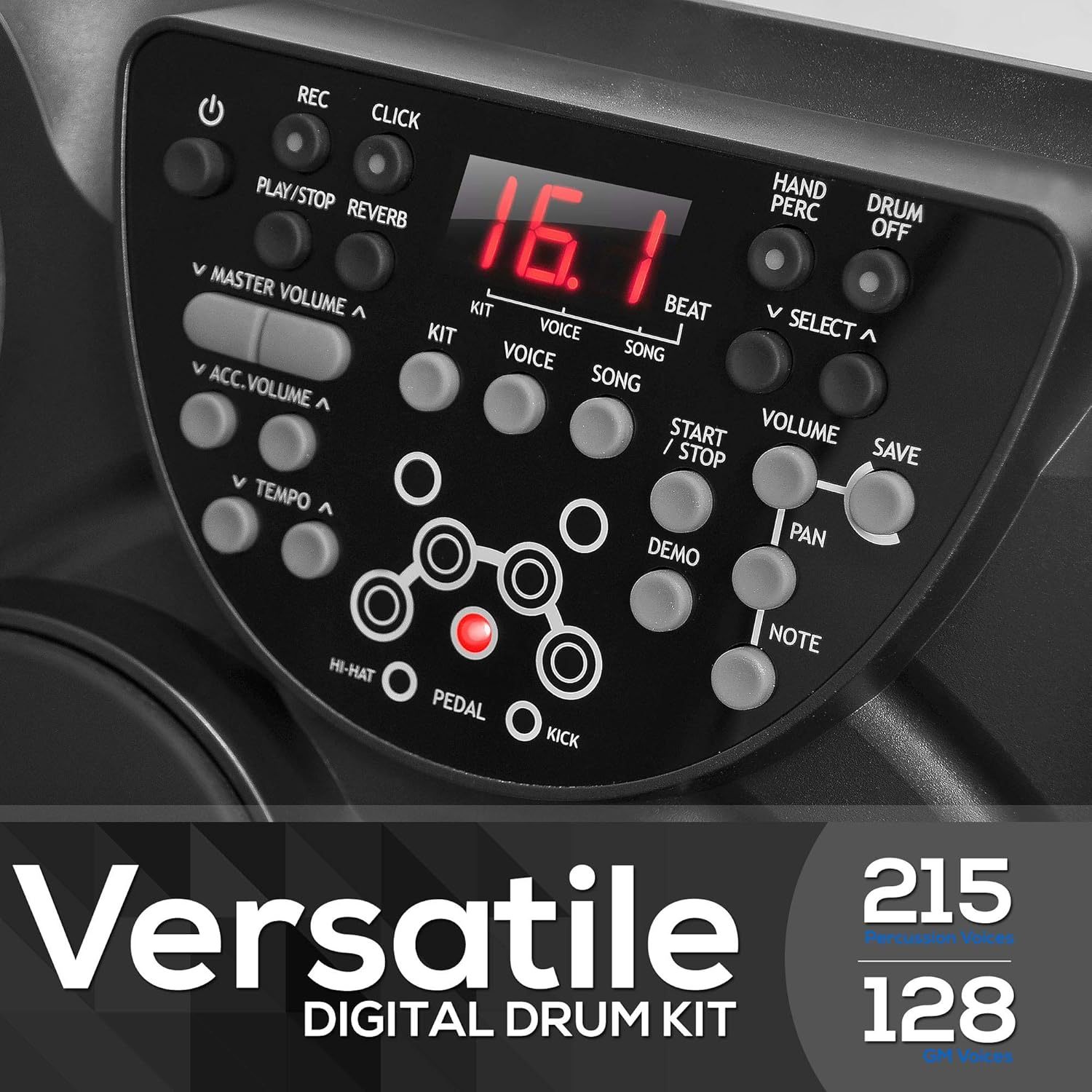 Pyle-Pro - Kit De BaterÃ­a Digital De Mesa ElectrÃ³nica Pted01 Con Tapa Y Kit De BaterÃ­a Digital De 7 Compases