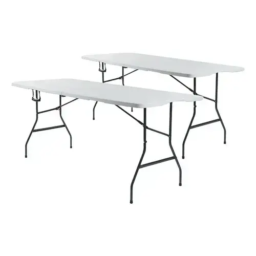 Set 2 Mesas Plegables Blancas 180 cm Portátiles