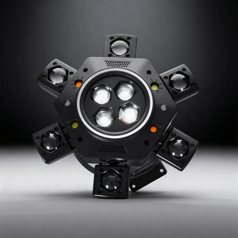 🎵Luces de DJ con cabeza móvil para fiestas, luz de escenario 6 en 1 LED RGBW de 6 brazos, luces de DJ para fiestas, compatible con DMX-512 y activación por sonido.🎉