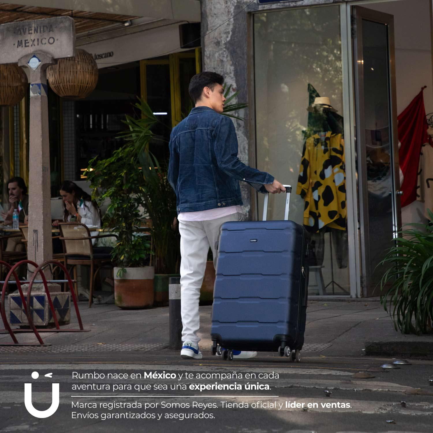 Juego 4 Maletas De Viaje Rigidas Ruedas 360 Bolsas De Viaje azul Rumbo RUM40