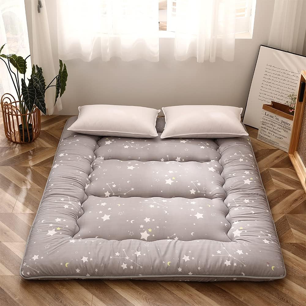 MAXYOYO - Puf plegable para sofá, cama, colchón de piso para adultos, extra grueso, 6 pliegues, sofá para recámara, sala de estar, beige, 135 x 240 cm