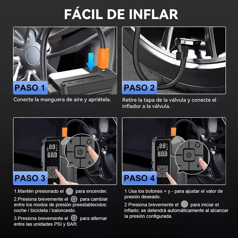 9000a Cargador Batería Carro Con Compresor Portátil Aire Arrancador Baterías De Carro Para Compresor Portátil Auto 12v Cargador De Baterías De Auto De Moto, Herramienta Moto Y Carro