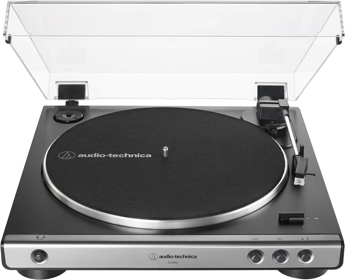 Audio-Technica - Tocadiscos AT-LP60X-BK totalmente automático con transmisión por correa, velocidades de 33/45 RPM (negro)