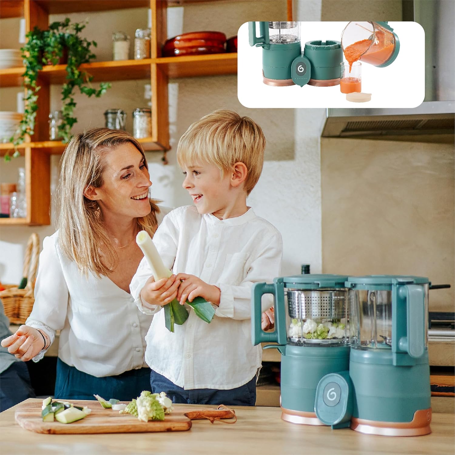 Babymoov Duo Meal 6 en 1: Procesador de Alimentos para Bebés con Vaporizador y Licuadora de Velocidades Múltiples, Calienta y Descongela (Aprobado por Nutricionistas), Gris
