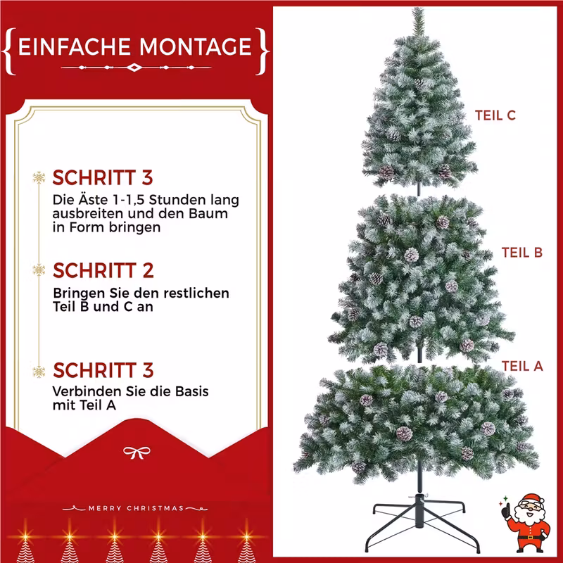   de navidad artificial   con pino   de nieve y   plegable con soporte metálico Detalles del producto 1