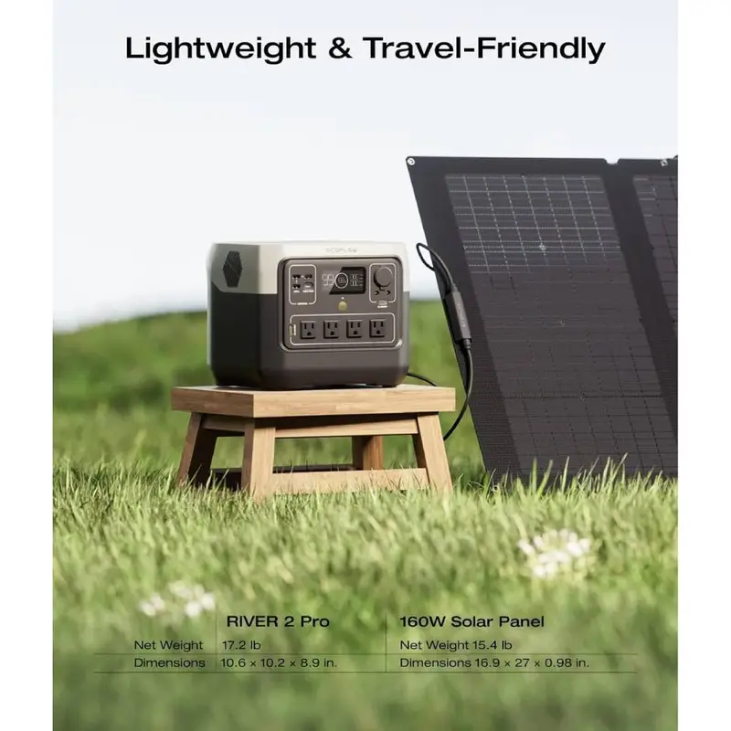 Estación de energía portátil ECOFLOW RIVER 2 Pro 700, batería LiFePO4 de 718Wh, carga rápida de 70 minutos, 4X800W (X-Boost 1600W) salidas AC