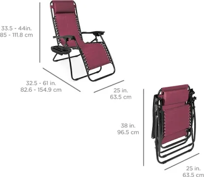 Best Choice Products - Juego de 2 sillones reclinables para patio, piscina con soporte para vasos (color), Azul marino
