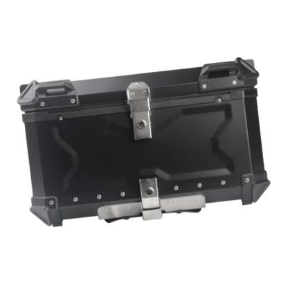 Baúl de motocicleta genérico, caja trasera, organizador de aluminio a prueba de golpes, caja para casco, baúl de almacenamiento de equipaje para 45L Plata