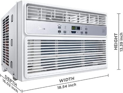 Midea 8.000-1200 BTU EasyCool aire acondicionado para ventana, deshumidificador y ventilador, enfriar, circular y deshumidificar hasta 350 metros cuadrados Ft, filtro reutilizable, control remoto-filtro de aire acondicionado