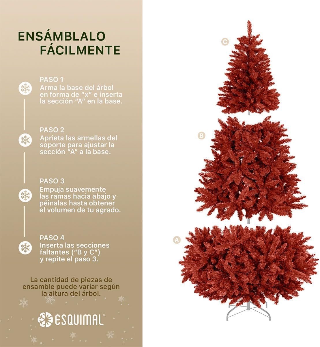 ESQUIMAL Árbol de Navidad Frondoso Pino Navideño Plegable, Cedro del Himalaya (Verde, 2.2 m)